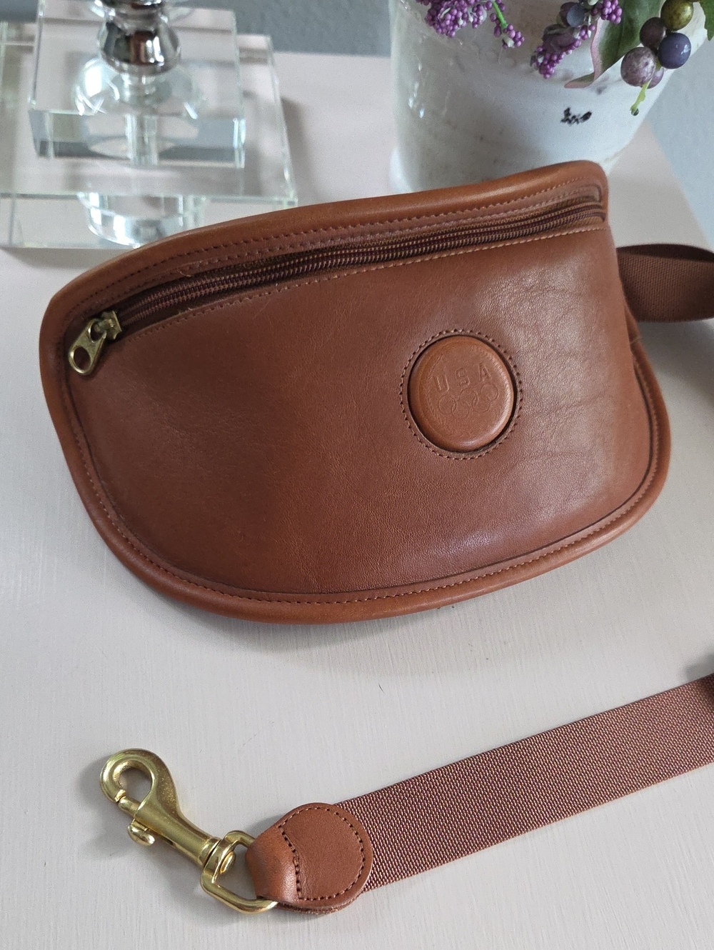 COACH 1996 British Tan Olympic Leather Belt Bag